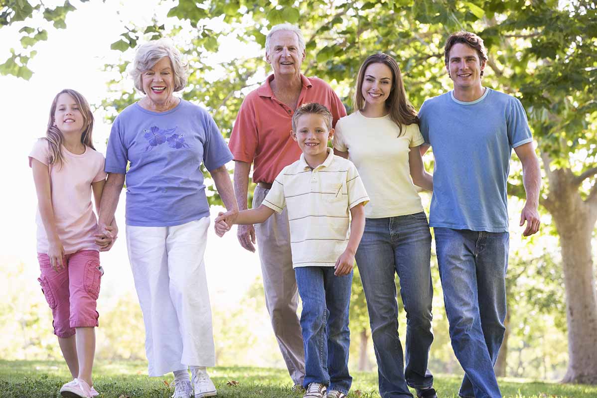 Three generation Families in a park